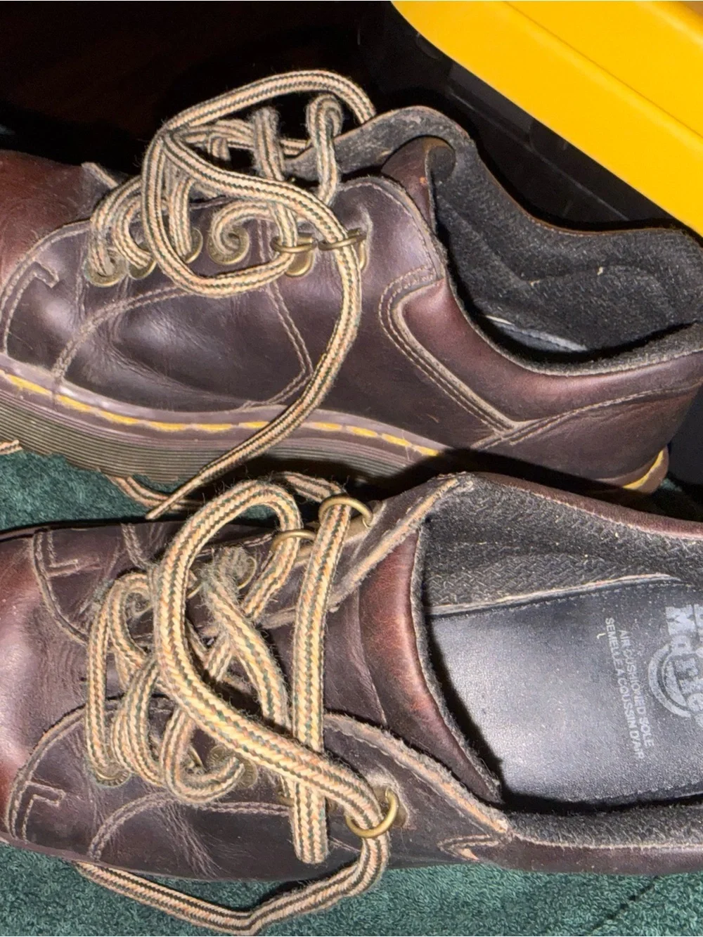 Timberland PRO Dark Brown Leather Lace-Up Oxfords with Yellow Stitching